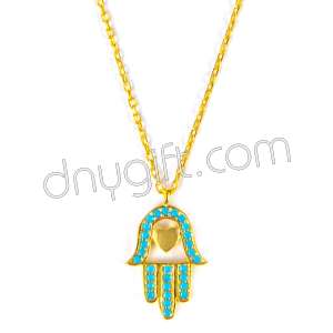 925 Sterling Turkish Silver Hand Of Fatima Shaped Necklaces 2,10 Gr