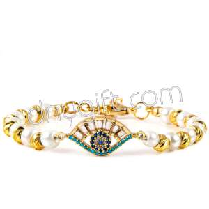 İnci Bileklik Göz Altın Rengi