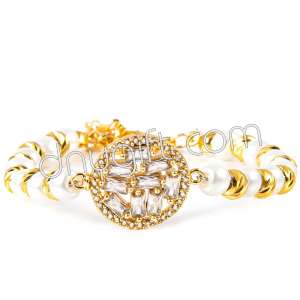 İnci Bileklik Taşlı Altın Rengi
