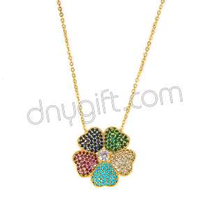 Zirkon Kaplama Çiçekli Kolye