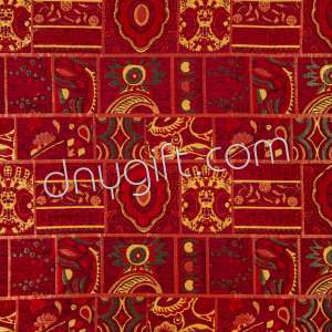 Şönil Kilim Desenli Kırmızı Kumaş