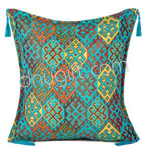 45x45 Geometrik Desen Turkuaz Minder