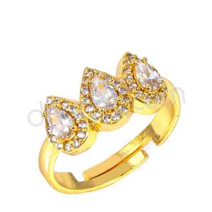 Zirkon Taşlı Sıralı Damla Yüzük