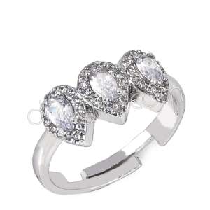 Zirkon Taşlı Sıralı Damla Yüzük