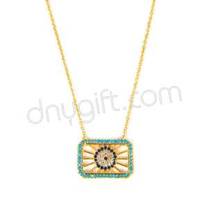 Zirkon Taşlı Kare Kolye