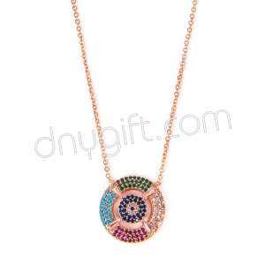 Zirkon Taşlı Yuvarlak Kolye