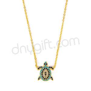Zirkon Taşlı Kaplumbağa Kolye