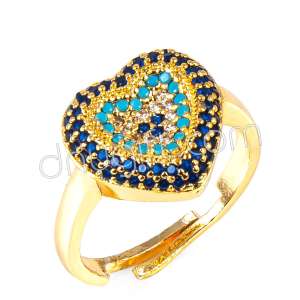 Zirkon Taşlı Nazarlı Kalp Yüzük