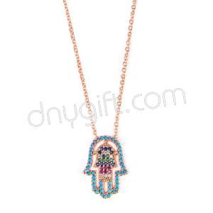 Zirkon Taşlı Fatıma El Kolye