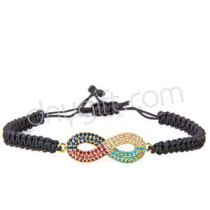 Zirkon Taşlı Makrome Örgülü Sonsuzluk Bileklik