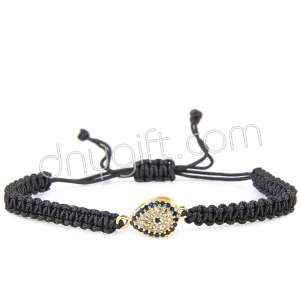 Zirkon Taşlı Makrome Örgülü Damla Bileklik