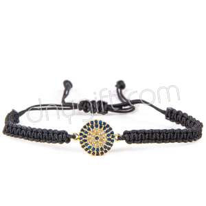 Zirkon Taşlı Makrome Örgülü Nazar Bileklik