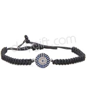 Zirkon Taşlı Makrome Örgülü Nazar Bileklik