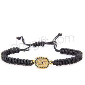 Zirkon Taşlı Makrome Örgülü Nazar Bileklik