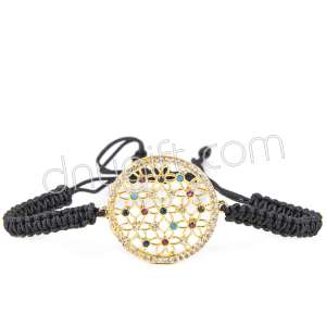 Zirkon Taşlı Makrome Örgülü Yaşam Çiçeği Bileklik