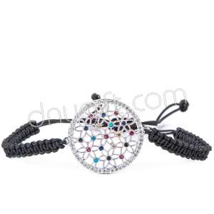 Zirkon Taşlı Makrome Örgülü Yaşam Çiçeği Bileklik