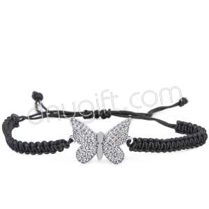 Zirkon Taşlı Makrome Örgülü Kelebek Bileklik