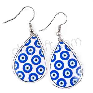 Nazar Boncuğu Desenli Bakır Küpe