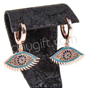 Zirkon Taşlı Nazarlı Göz  Küpe