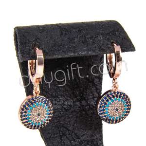 Zirkon Taşlı Nazarlı Küpe