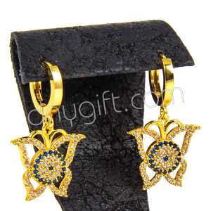 Zirkon Taşlı Kelebek Küpe