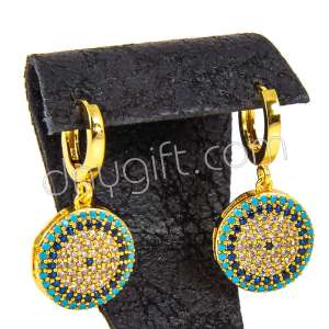 Zirkon Taşlı Nazarlı Küpe