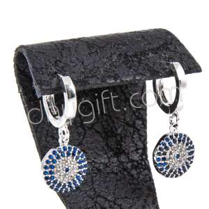 Zirkon Taşlı Nazarlı Küpe