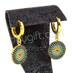 Zirkon Taşlı Nazarlı Küpe