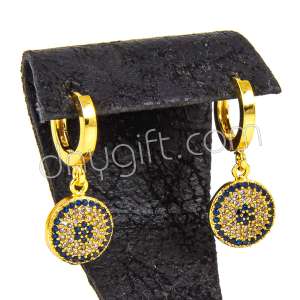 Zirkon Taşlı Nazarlı Küpe