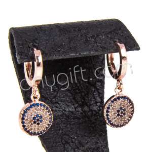 Zirkon Taşlı Nazarlı Küpe