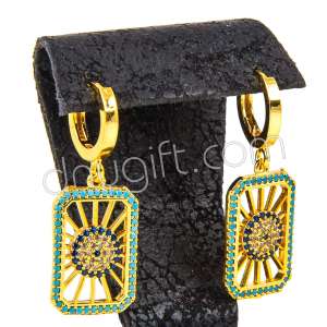 Zirkon Taşlı Nazarlı Küpe