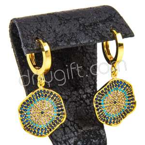 Zirkon Taşlı Nazarlı Küpe