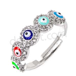 Zirkon Taşlı Renkli  Nazar Yüzük