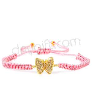 Zirkon Taşlı Makrome Örgülü Kelebek Bileklik