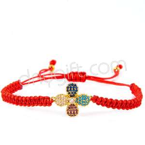 Zirkon Taşlı Makrome Örgülü Çiçek Bileklik