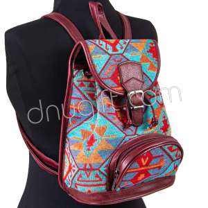 Goblen Kilim Desenli Yeşim Sırt Çantası