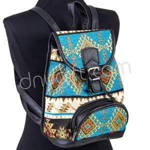 Goblen Kilim Desenli Yeşim Sırt Çantası