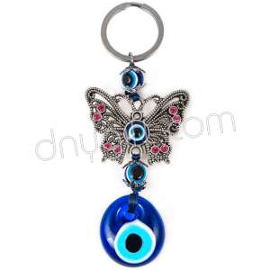 Nazar Boncuklu Metal Kelebek Anahtarlık