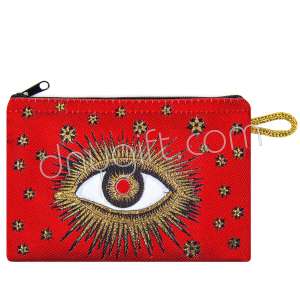 Göz Desenli Dokuma Cüzdan