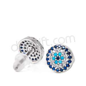 Zirkon Taşlı Nazarlı Küpe