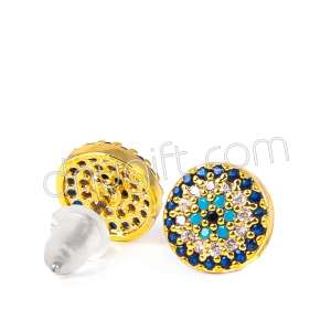 Zirkon Taşlı Nazarlı Küpe