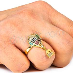 Zirkon Taşlı Renkli Balon Yüzük