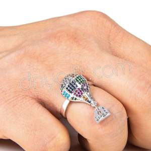 Zirkon Taşlı Renkli Balon Yüzük