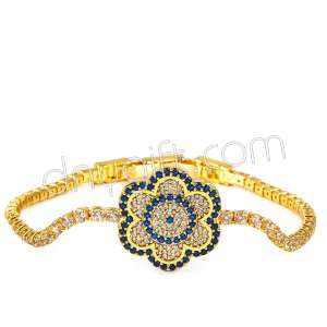 Zirkon Taşlı Şeritli Çiçek Bileklik