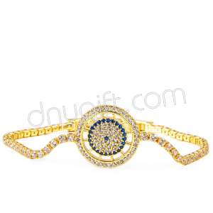 Zirkon Taşlı Şeritli Nazar Bileklik