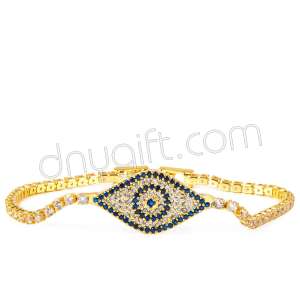 Zirkon Taşlı Şeritli Göz Bileklik