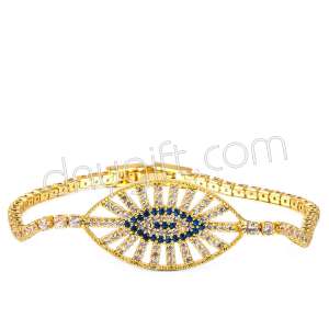 Zirkon Taşlı Şeritli Göz Bileklik