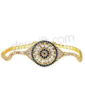 Zirkon Taşlı Şeritli Göz Bileklik