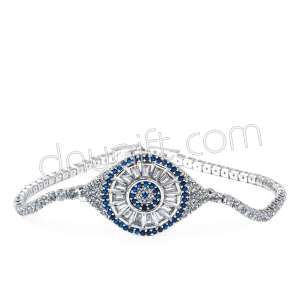 Zirkon Taşlı Şeritli Göz Bileklik