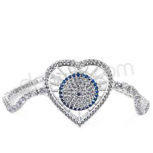 Zirkon Taşlı Şeritli Kalp Bileklik